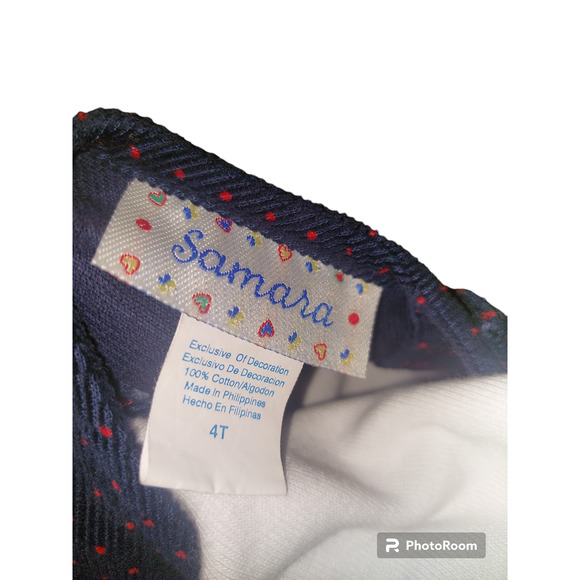 Samara Girls Corduroy Dress Blue red with ladybugs knit flower 4T - Picture 7 of 7